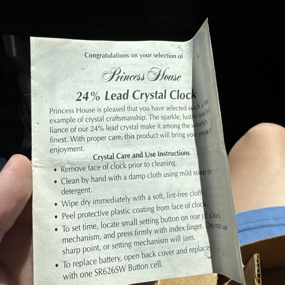 Princess House Lead Crystal Small Mantel Clock 851 with Box